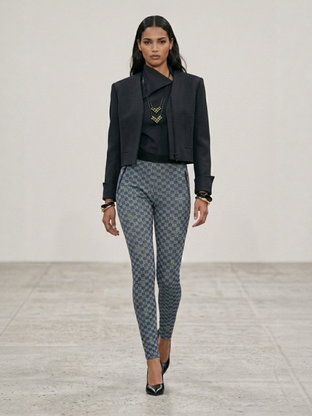 Louis Vuitton Archive FW19 LV Pop 3D Monogram Damier Leggings Blue FR 38 SZ S - Picture 2 of 12